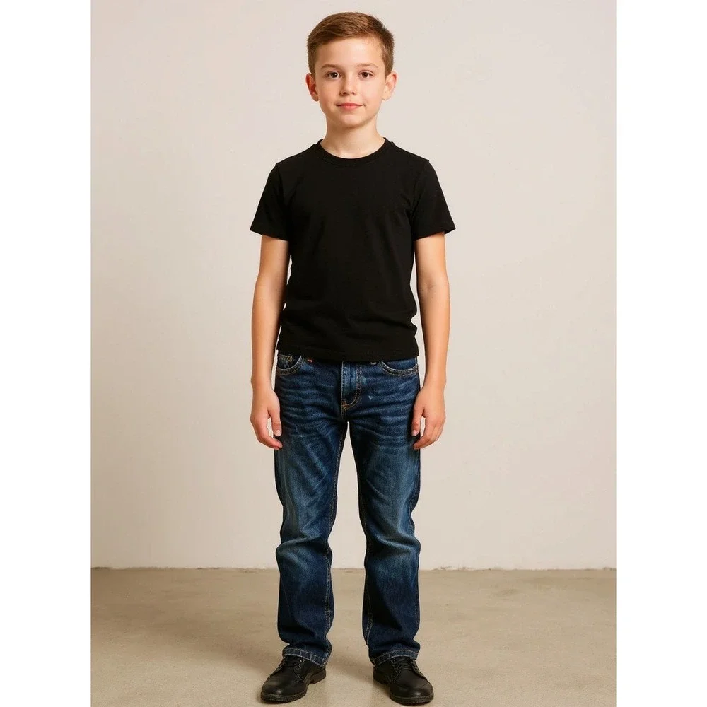 Wrangler Boys 8 Slim Classic Bootcut Jeans Dark Wash Adjustable Waist 105WNBWDG
